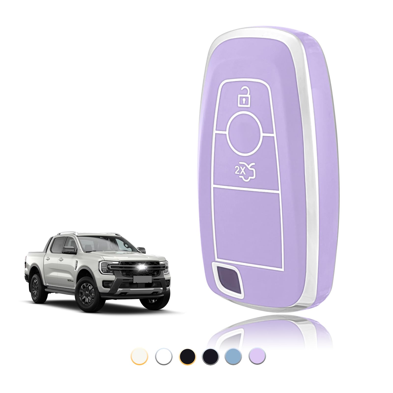 TOOMUME Schlüsselhülle TPU, Autoschlüssel Hülle Passt für Ford Ranger Raptor Mondeo Mustang Edge Ecosport Custom Kuga Fiesta Focus S-Max Lincoln, Schlüsselcover Schutz Schlüsselgehäuse - Smart Key von TOOMUME