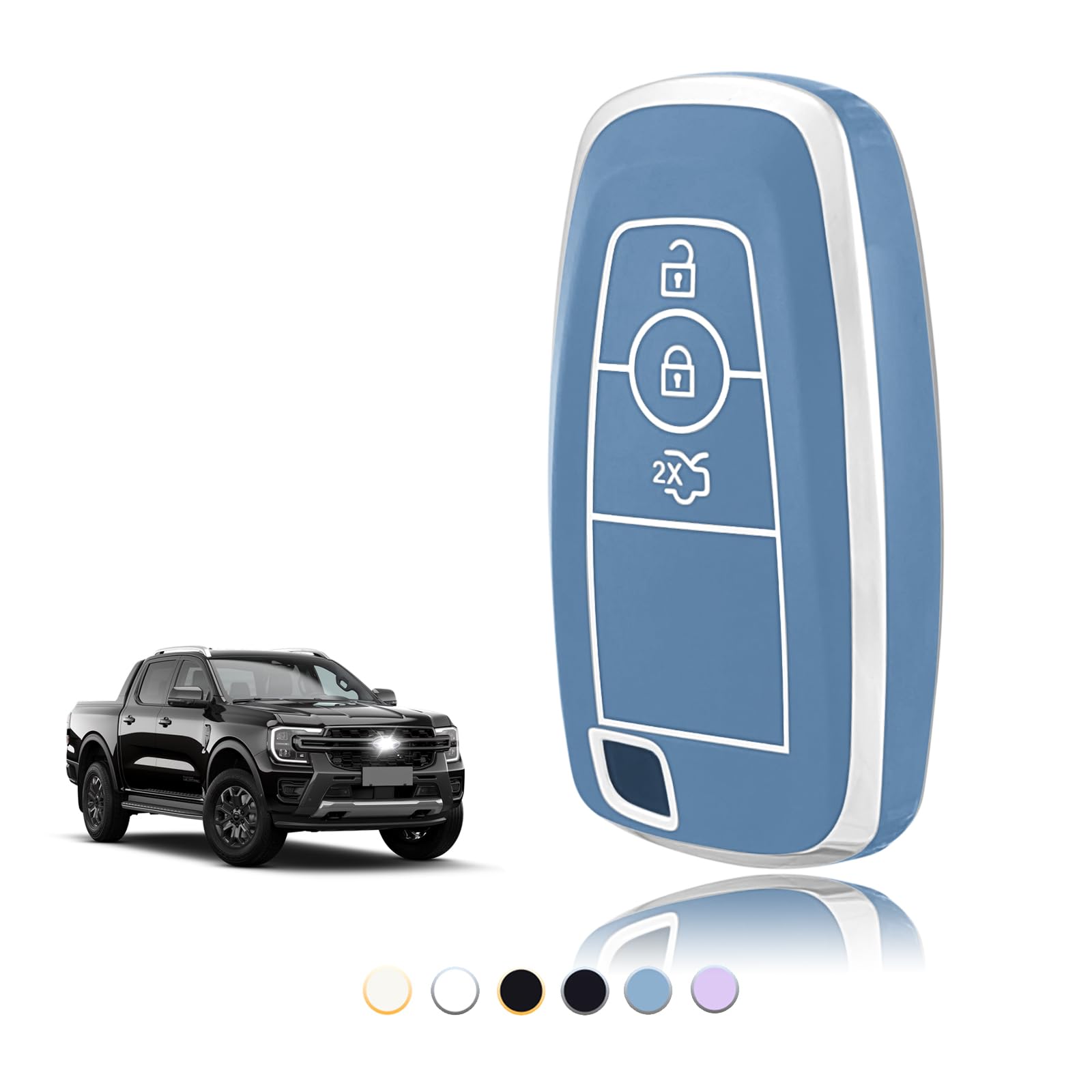 TOOMUME Schlüsselhülle TPU, Autoschlüssel Hülle Passt für Ford Ranger Raptor Mondeo Mustang Edge Ecosport Custom Kuga Fiesta Focus Transit S-Max, Schlüsselcover Schutz Schlüsselgehäuse - Smart Key von TOOMUME