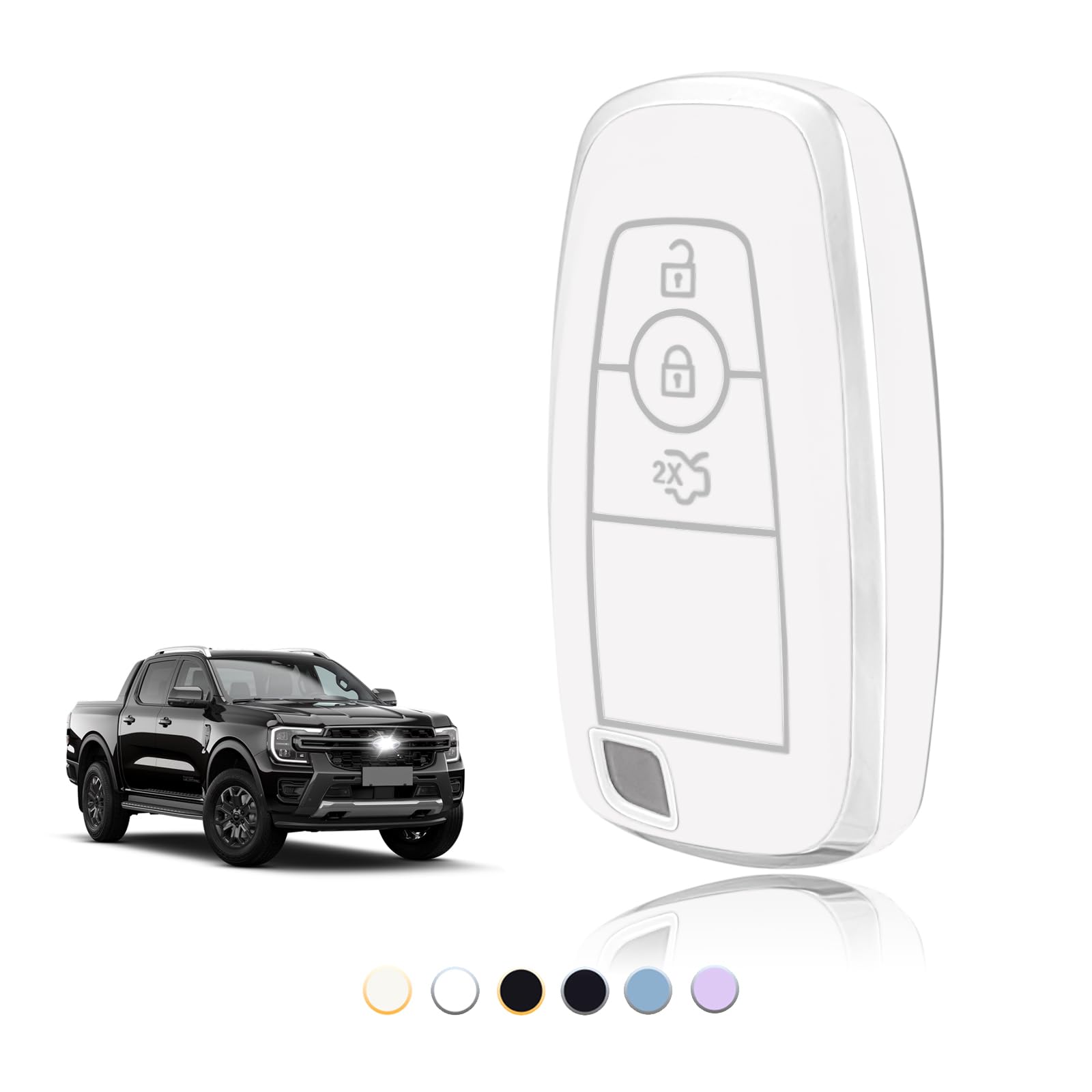 TOOMUME Schlüsselhülle TPU, Autoschlüssel Hülle Passt für Ford Ranger Raptor Mondeo Mustang Edge Ecosport Custom Kuga Fiesta Focus Transit S-Max, Schlüsselcover Schutz Schlüsselgehäuse - Smart Key von TOOMUME