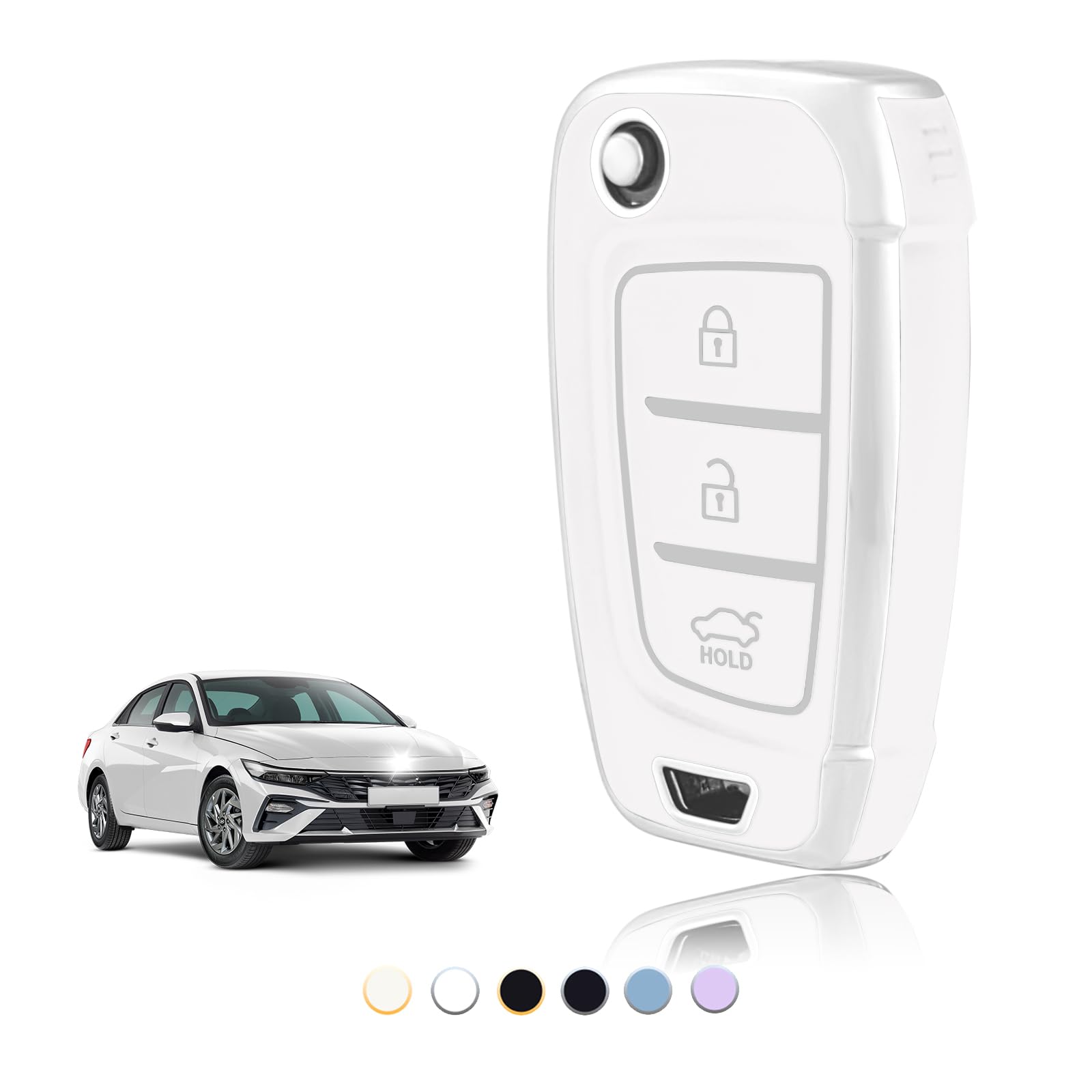 TOOMUME Schlüsselhülle TPU, Autoschlüssel Hülle Passt für Hyundai i30 ix35 i30n Kona Tucson NX4 Elantra Accent Solaris Sonata Creta Verna, Schlüsselcover Schutz Schlüsselgehäuse - Flip Key von TOOMUME