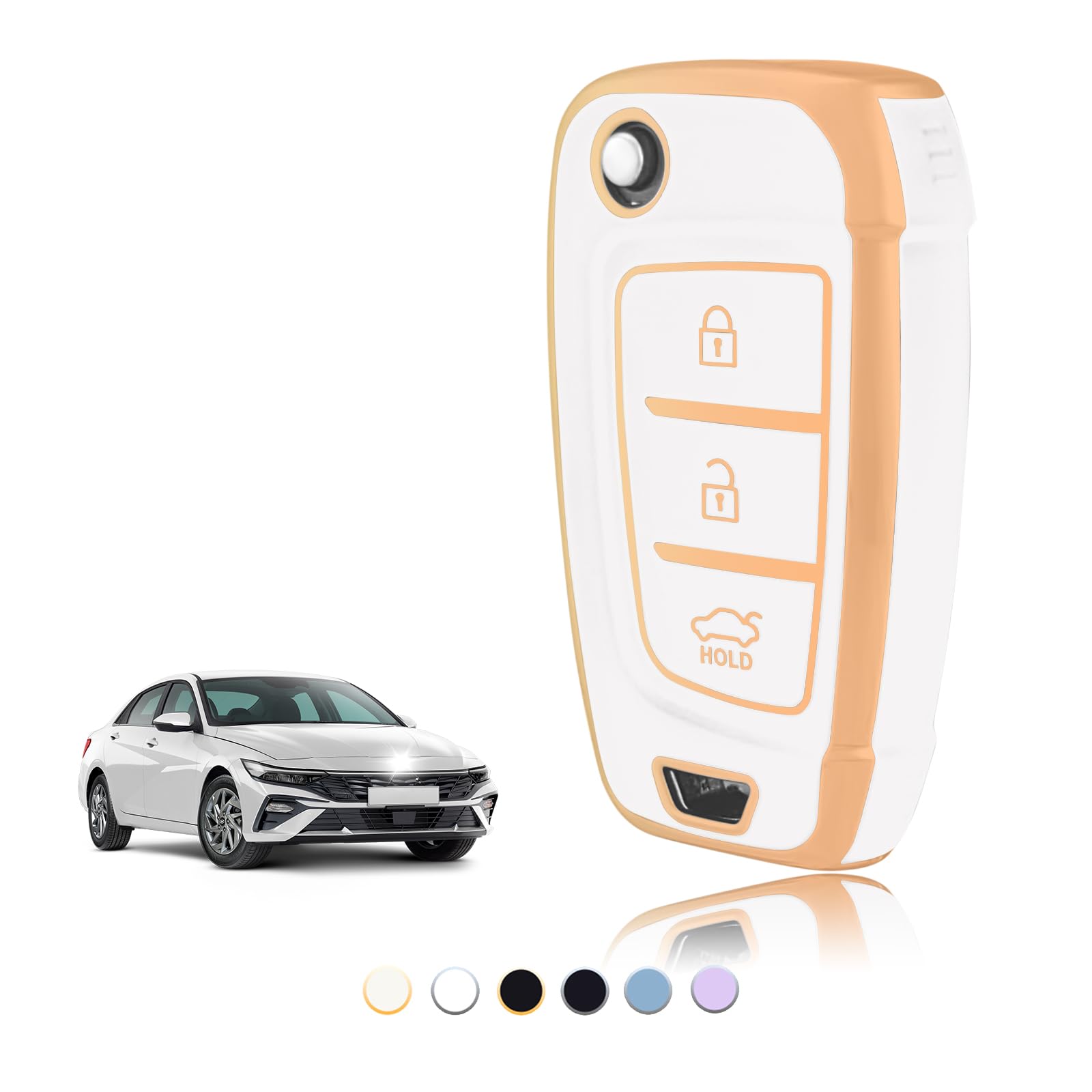 TOOMUME Schlüsselhülle TPU, Autoschlüssel Hülle Passt für Hyundai i30 ix35 i30n Kona Tucson NX4 Elantra Accent Solaris Sonata Creta Verna, Schlüsselcover Schutz Schlüsselgehäuse - Flip Key von TOOMUME