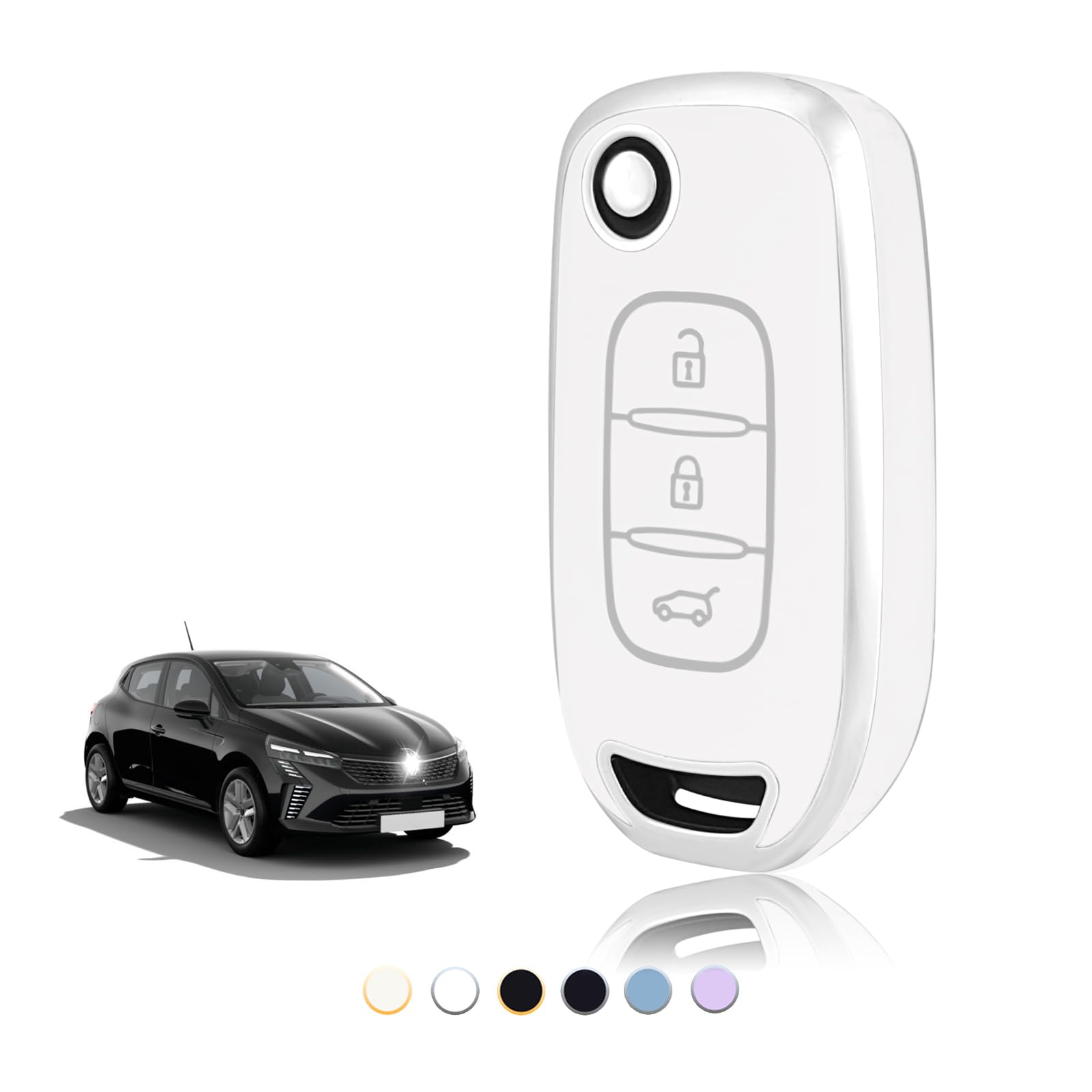 TOOMUME Schlüsselhülle TPU, Autoschlüssel Hülle Passt für Renault Kangoo 3 Twingo 3 Megane 4 Trafic 4 Clio 5 Captur Dacia Sandero Stepway Duster, Schlüsselcover Schutz Schlüsselgehäuse - Flip Key von TOOMUME