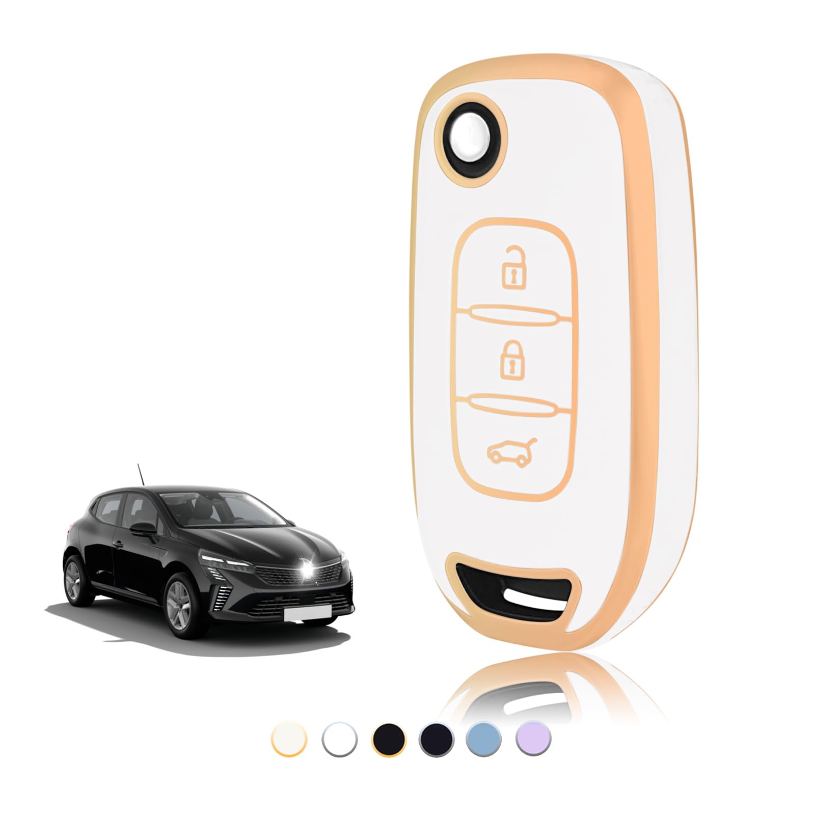 TOOMUME Schlüsselhülle TPU, Autoschlüssel Hülle Passt für Renault Kangoo 3 Twingo 3 Megane 4 Trafic 4 Clio 5 Captur Dacia Sandero Stepway Duster, Schlüsselcover Schutz Schlüsselgehäuse - Flip Key von TOOMUME