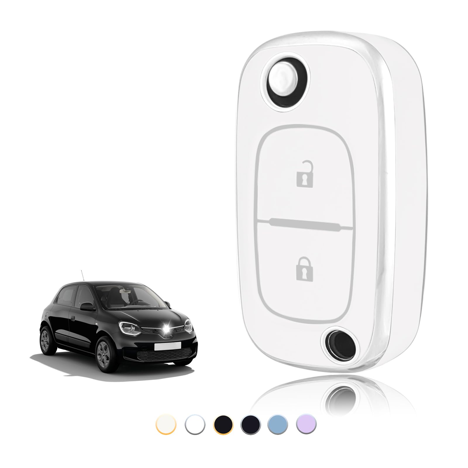 TOOMUME Schlüsselhülle TPU, Autoschlüssel Hülle Passt für Renault Trafic Twingo Kangoo Megane Clio Captur Modus Master Wind Smart Forfour Fortwo, Schlüsselcover Schutz Schlüsselgehäuse - Flip Key von TOOMUME