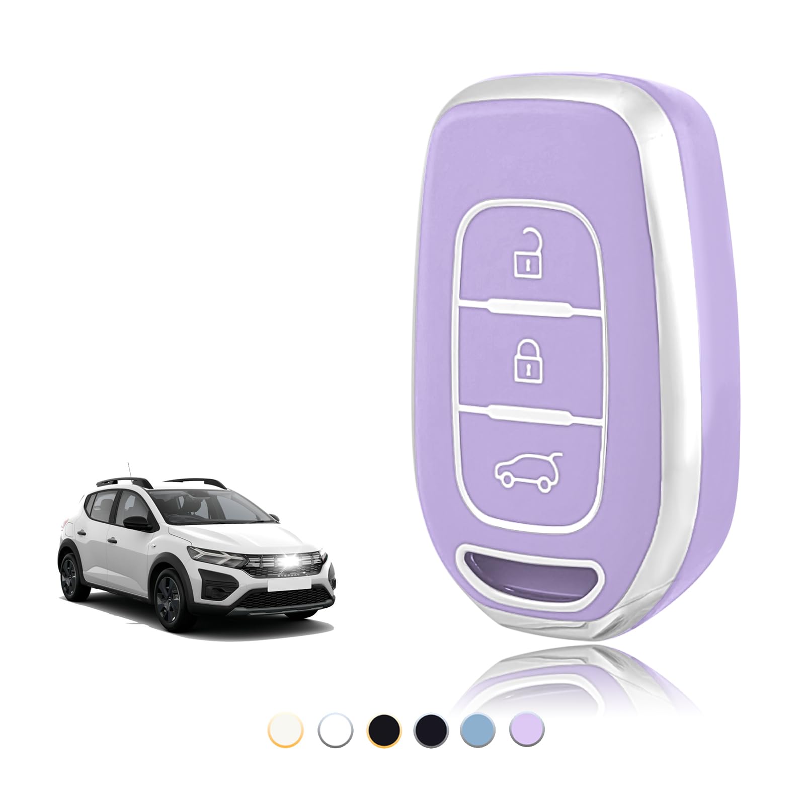 TOOMUME Schlüsselhülle TPU, Autoschlüssel Hülle Passt für Renault Twingo Kangoo Clio Symbol Kwid Dacia Logan Sandero Stepway Duster Dokker, Schlüsselcover Schutz Schlüsselgehäuse - Smart Key von TOOMUME