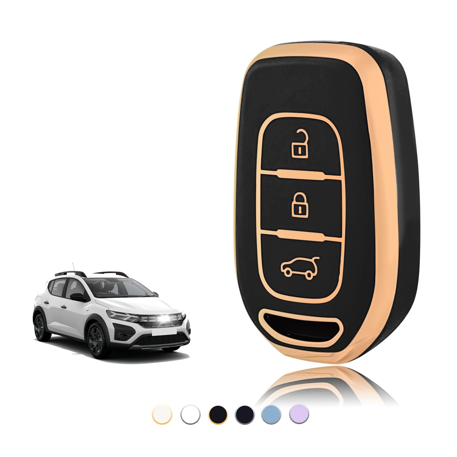 TOOMUME Schlüsselhülle TPU, Autoschlüssel Hülle Passt für Renault Twingo Kangoo Clio Symbol Kwid Dacia Logan Sandero Stepway Duster Dokker, Schlüsselcover Schutz Schlüsselgehäuse - Smart Key von TOOMUME