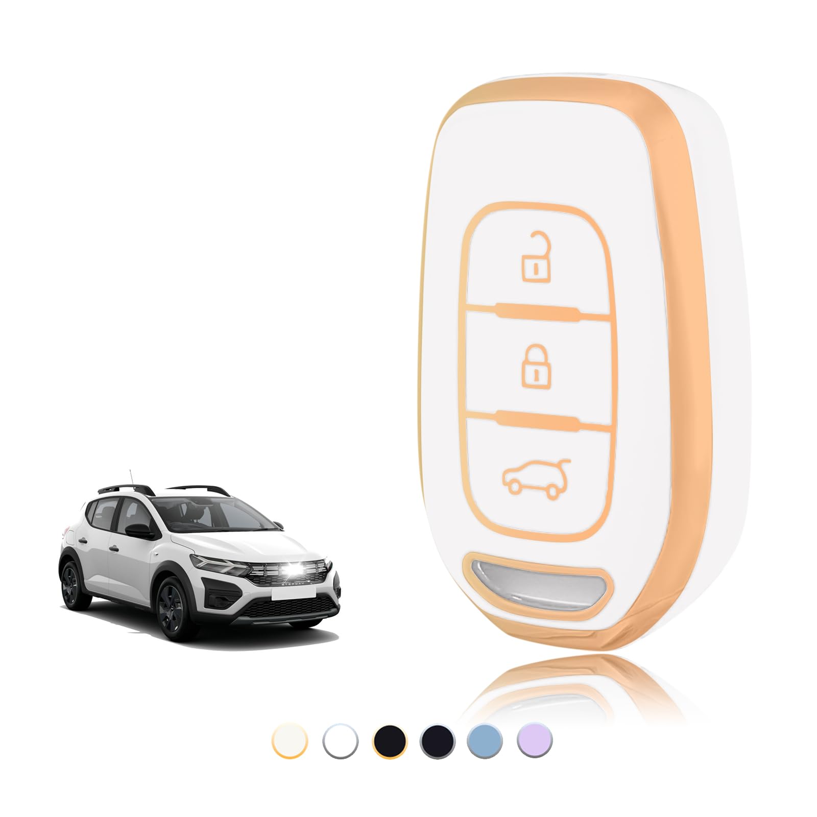 TOOMUME Schlüsselhülle TPU, Autoschlüssel Hülle Passt für Renault Twingo Kangoo Clio Symbol Kwid Dacia Logan Sandero Stepway Duster Dokker, Schlüsselcover Schutz Schlüsselgehäuse - Smart Key von TOOMUME