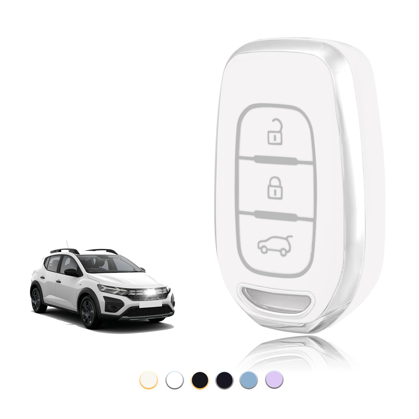 TOOMUME Schlüsselhülle TPU, Autoschlüssel Hülle Passt für Renault Twingo Kangoo Clio Symbol Kwid Dacia Logan Sandero Stepway Duster Dokker, Schlüsselcover Schutz Schlüsselgehäuse - Smart Key von TOOMUME