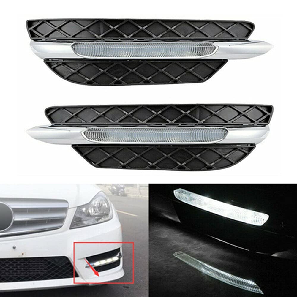 TOOWGM 1 Paar links rechts Frontstoßstange Grill LED DRL weiß Tagfahrlicht Nebelscheinwerfer für Benz W204 C-Klasse Facelift 2011 2012 2013 von TOOWGM