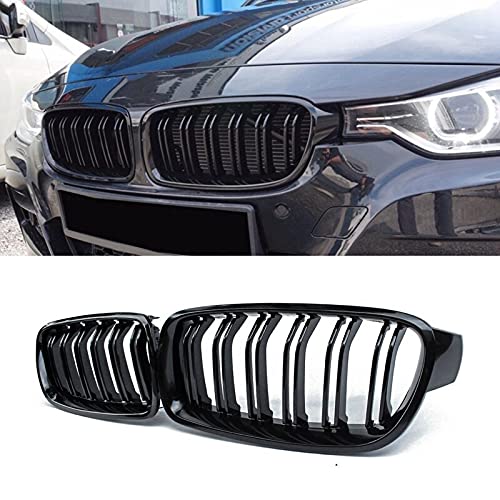 TOOWGM 1 Paar schwarz glänzender Kühlergrill Kühlergrill Nieren Auto Styling für BMW 3-Series F30 F31 F35 2012-2017 (Black) von TOOWGM