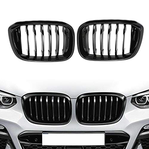 TOOWGM 2 Stück Auto Fronthaube Nieren Grill Gitter Gitter glänzend schwarz Racing Grills für BMW X3 G01 X4 G02 2018 2019 2020 (helles Schwarz) von TOOWGM