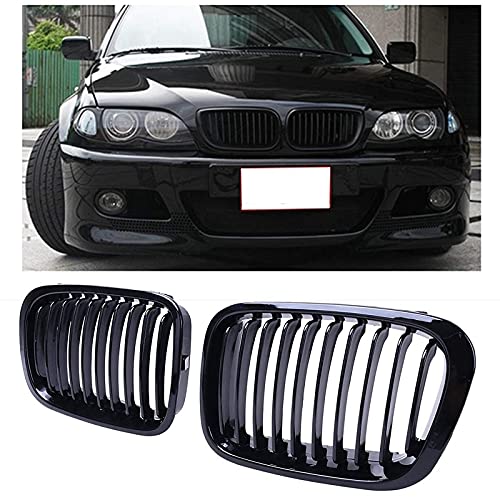 TOOWGM Nieren-Kühlergrill, kompatibel für BMW E46 3er Serie 320I 325I 325Xi 323I 328I 330I 4D 4-Türer 1998–2001 glänzend schwarz 51138208489 5 (schwarz) von TOOWGM