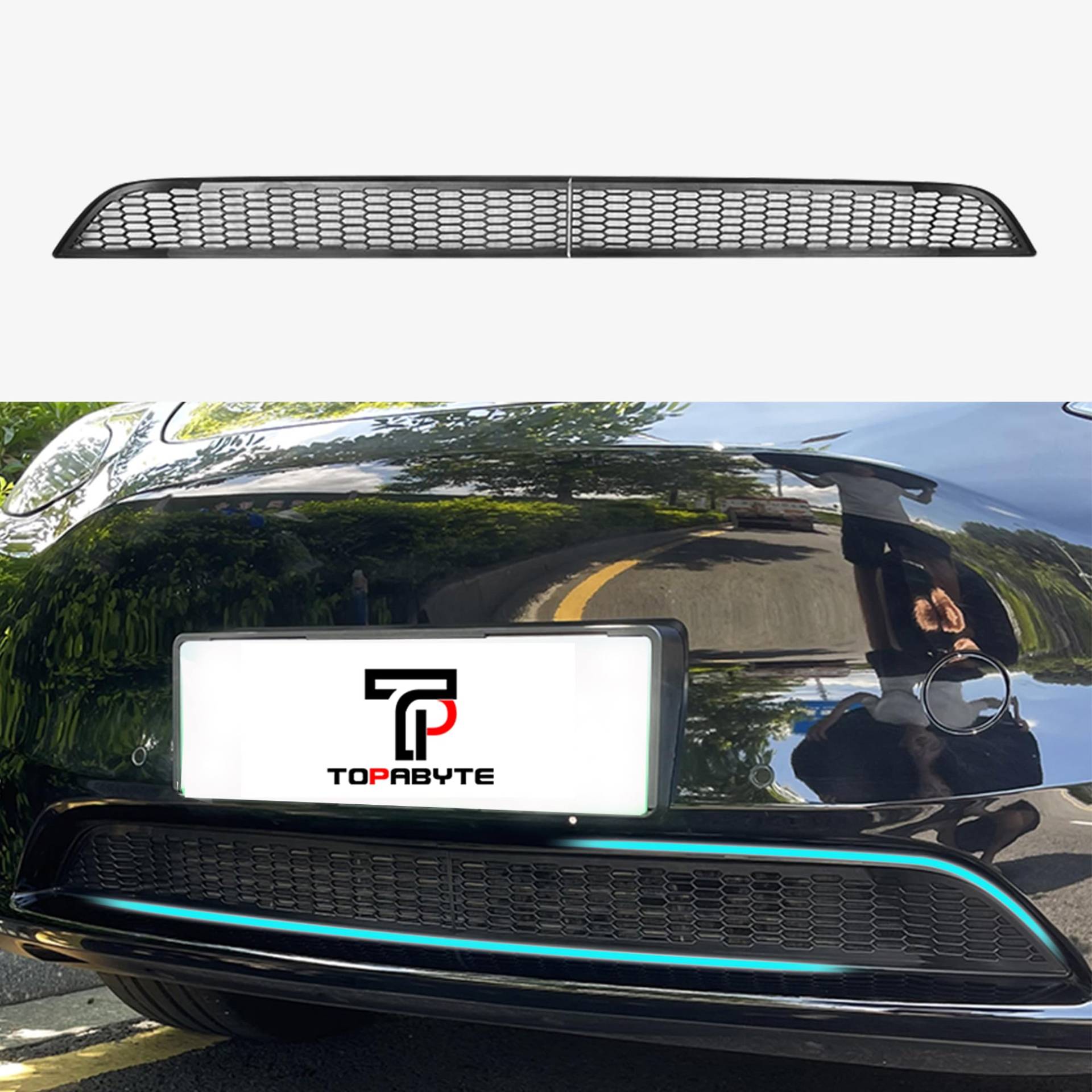 TOPABYTE Front Grill für Tesla Model Y 2020-2024 Maschen Stoßfänger Gittergittereinsätze Frontgrill Mesh Bright Black Bumper Vent Grille Ersatz von TOPABYTE