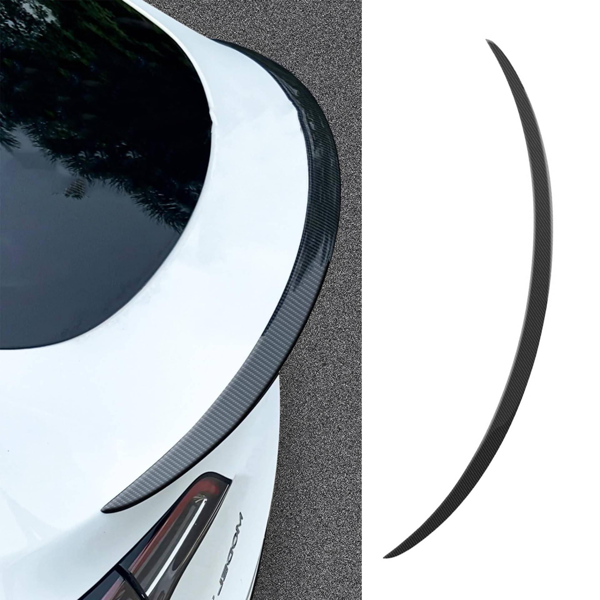 TOPABYTE Real Carbonfaser Spoiler für Tesla Model 3 Hecklippenstamm Spoiler Schwanzspoiler Flügel Leistung für Tesla Model 3 2017-2023 (Glänzende Kohlefaser) von TOPABYTE