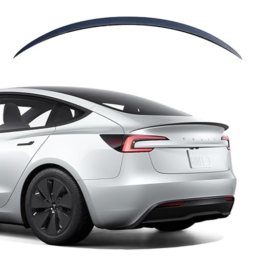 TOPABYTE Real Carbonfaser Spoiler für Tesla Model 3 Highland 2024 Hecklippenstamm Matt Spoiler Schwanzspoiler Flügel Leistung für Tesla Model 3 Highland Heckspoiler (Glänzende Kohlefaser) von TOPABYTE