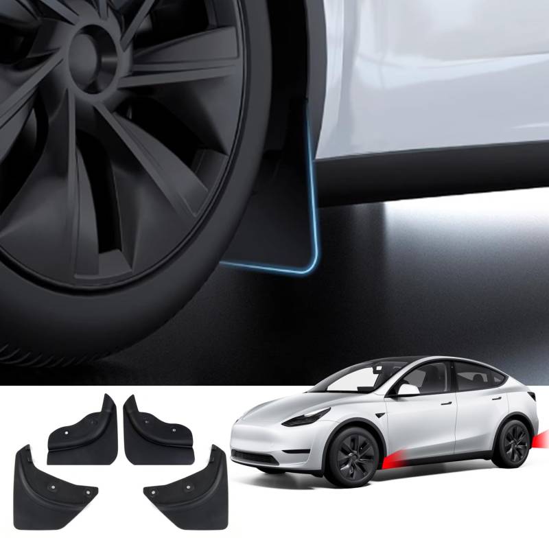 TOPABYTE Schmutzfänger für Tesla Model Y 2020-2024 Schlamm Klappen Spritzschutz Winterfahrzeug Sedimentschutz Keine Notwendigkeit, Löcher zu Bohren [OEM Original] (4 Stück) von TOPABYTE