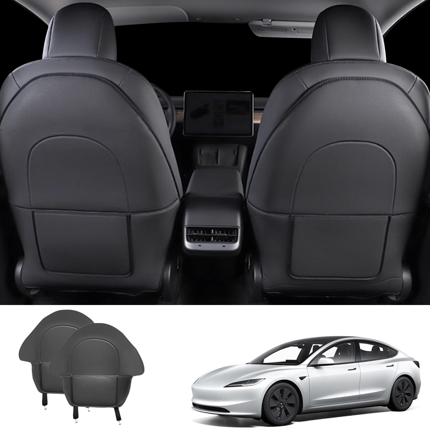 TOPABYTE Schutzbezug für Tesla Model 3 Model Y Model S Model X Rücksitze Trittschutz Trittmatten für Kinder Seat Kick Protector Sitzschoner Kindersitz Rückenlehne Sitzbezug vorne Tritt Protektoren von TOPABYTE