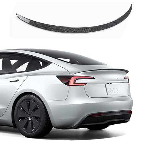 TOPABYTE Spoiler Original für Tesla Model 3 Highland 2024 Refreshed Heckspoiler Flügellippe Rear Spoiler Wings Tail Rear Trunk Lip für Tesla Model 3 Highland Zubehör ABS (Glossy Carbon) von TOPABYTE