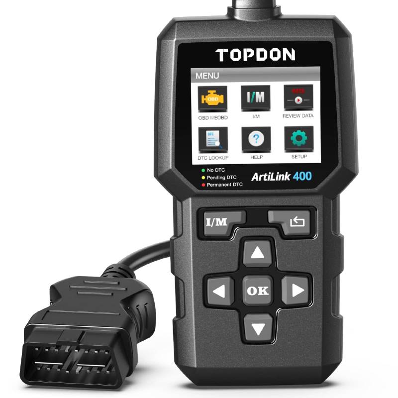 OBD2 Diagnosegerät, TOPDON AL400 Auto Diagnosewerkzeug, I/M Bereitschafts, 10 OBD2 Modi, Motorkontrollleuchte, Smogtest, für EU Autos ab Baujahr 2000 von TOPDON