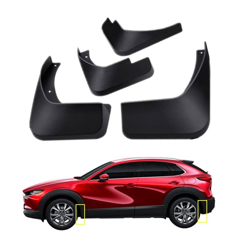 TOPGRIL Schmutzfänger-Set für Mazda CX-30 2020-2024, Schwarz, 4-teilig, Front und Heck von TOPGRIL