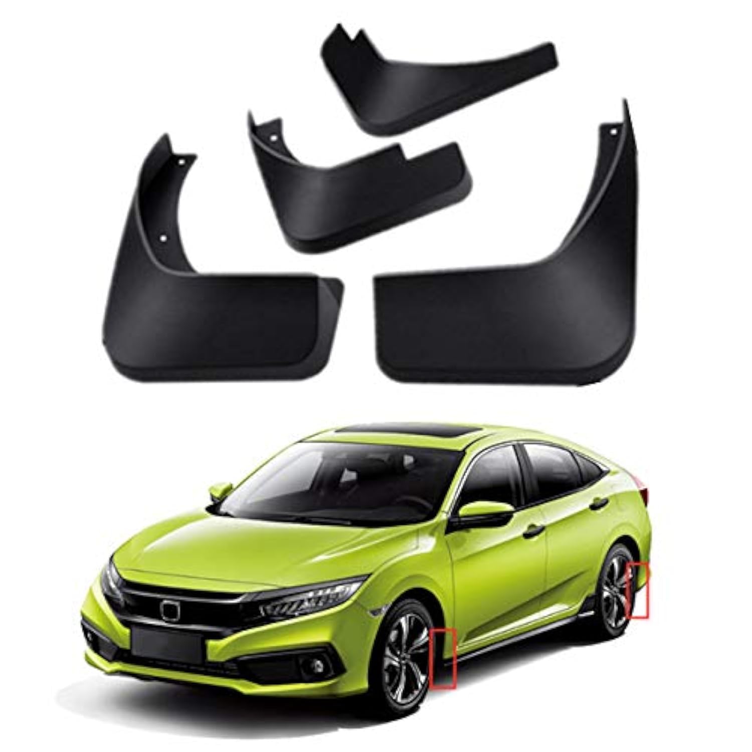 TOPGRIL Schmutzfänger-Set für 2016–2021 Honda Civic 10. Spritzschutz vorne und hinten, 4-teiliges Set von TOPGRIL