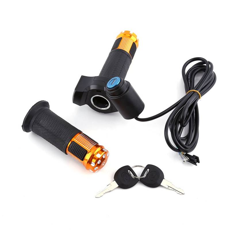 Bike Throttle Grip,Elektro-Fahrrad-Lenker LED-Display Batteriespannung LED-Anzeige Power Key Locker 5 Drähte (Golden) von TOPINCN