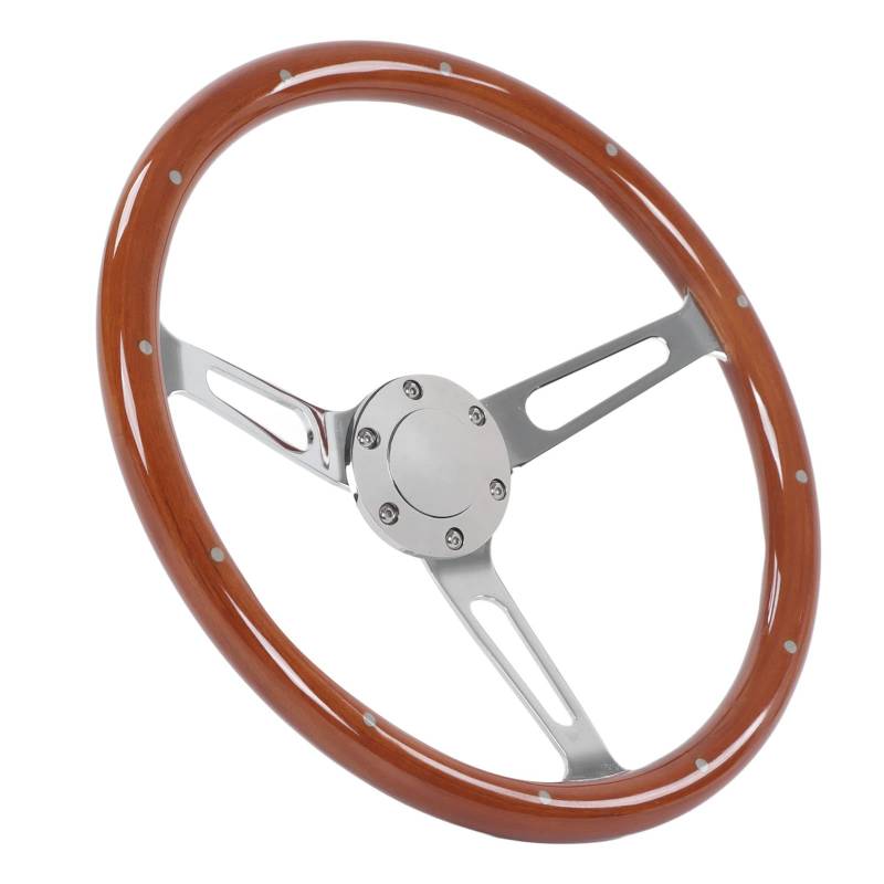 Hochwertiger Walnussgriff 380 Mm Klassisches Lenkrad 3 Spoke Universal Modification (BROWN) von TOPINCN