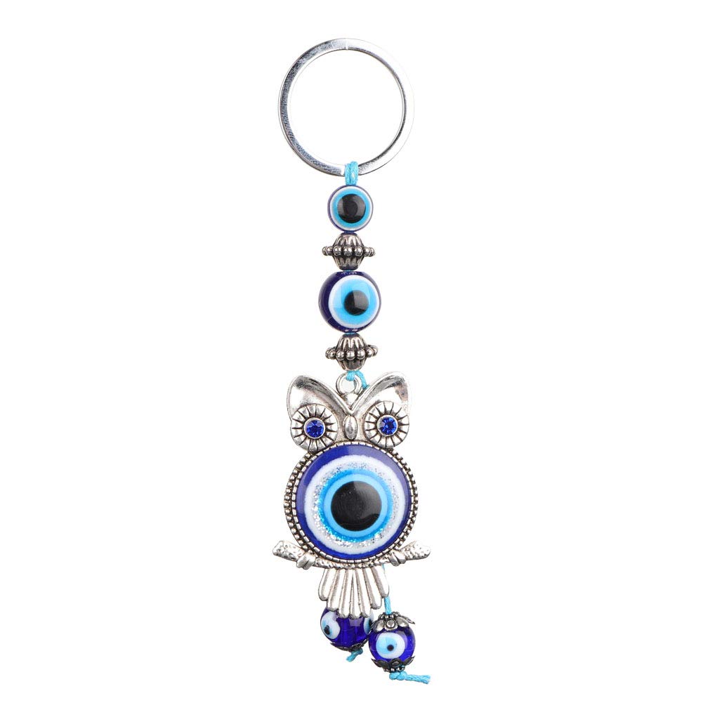 TOPINCN Segensgeschenk Schönes Aussehen Exquisite Handwerkskunst Evil Eye Owl Schlüsselanhänger, Türkisches Glasamulett, für Home Bag Gifts Car von TOPINCN