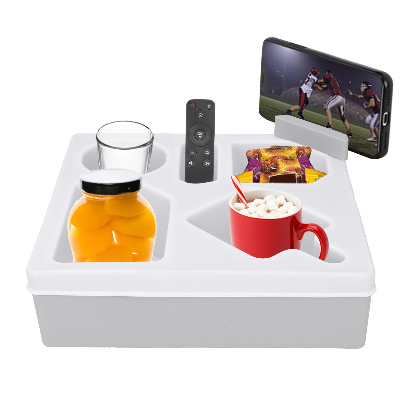 TOPINCN Sofa-Getränkehalter-Tablett, Silikon-Couch-Caddy mit Telefonständer, Kompakte Struktur für Getränke, Getränke, Fernbedienungen, Filmabend-Snack-Organizer für Bett, Auto, von TOPINCN