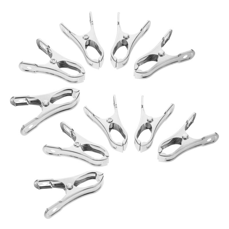 TOPPERFUN 10 Stück Edelstahlclip Handtuch Clips für Handtücher Wäscheklammern zum Basteln Clips zum Aufhängen handtuchklammern Taschenclips aus Edelstahl Rostfreier Stahl Silver von TOPPERFUN