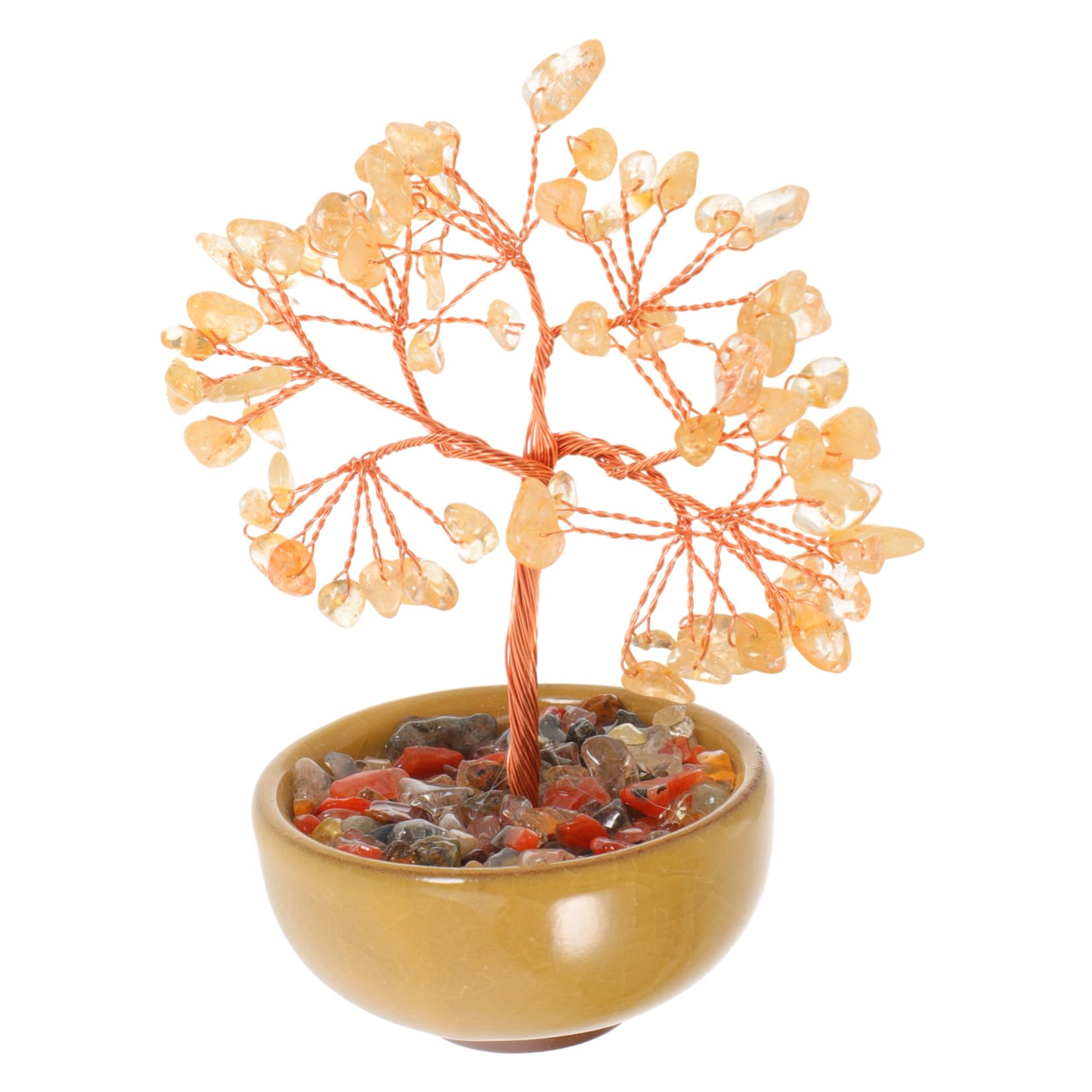 TOPPERFUN Kristallbaum kristall deko Feng Shui Deko Chakra Baum Kristalldekor Bonsai Baum Kristallverzierung Kristall Glücksbaum Glücksschmuck Chakra-Ornamente Weißer Kristall Yellow von TOPPERFUN