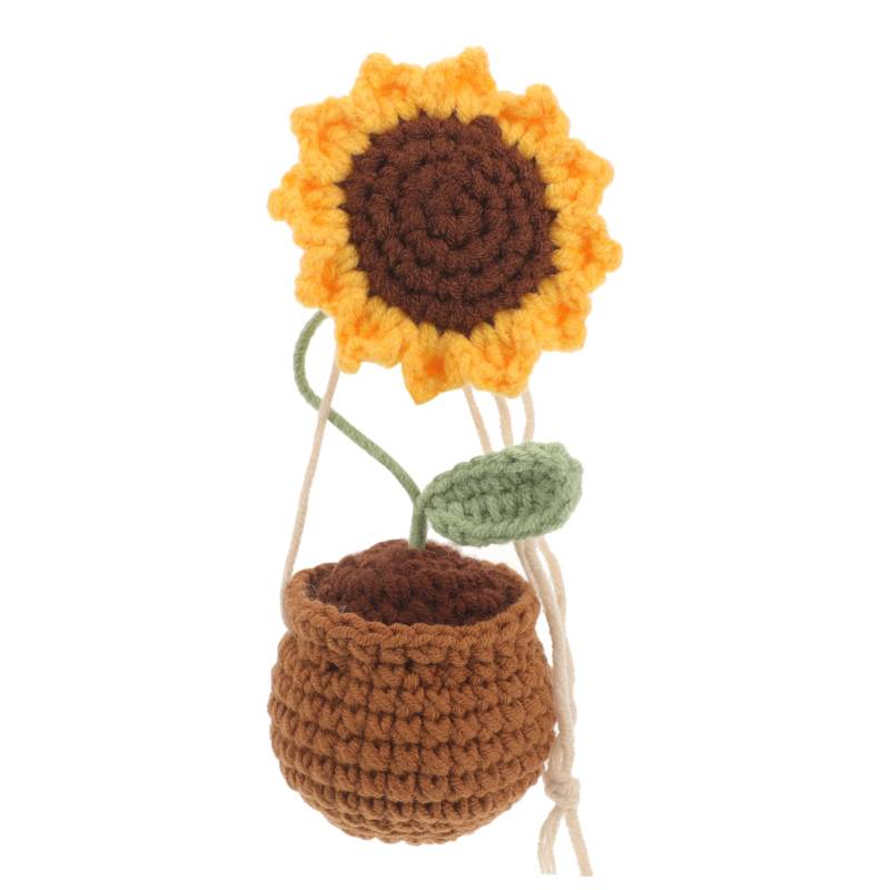 TOPPERFUN Sonnenblumen-Anhänger cute decor sunflower pkw zubehör enteiset auto zubehör für auto Sonnenblumen häkeln gestrickt häkeln Tür Zubehör für Rückspiegel Auto Rückspiegel Zubehör Garn von TOPPERFUN