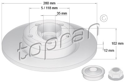 Topran 1x Bremsscheibe Hinterachse Voll + Radlager [Hersteller-Nr. 207072] für Opel, Nissan, Renault von TOPRAN