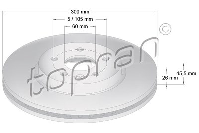 Topran Bremsscheibe [Hersteller-Nr. 208343] für Chevrolet, Opel von TOPRAN