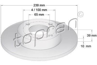 Topran Bremsscheibe Vorder-/Hinterachse Voll [Hersteller-Nr. 104164] für Audi, Seat, VW von TOPRAN