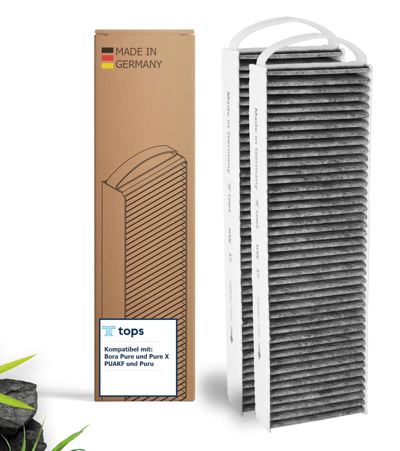 Tops Aktivkohlefilter für Bora Pure PUAKF | Hochwertiger Filter zur Ihr Bora kochfeld mit Dunstabzug PURU oder PUXU (2 Pack) von TOPS