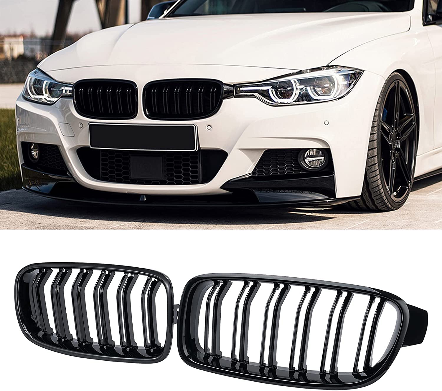 TOPTHAN Kühlergrille für 2012-2018 BMW 3er F30 F31 F35 Nieren 320i 328i 335i ACTIVEHYBRID 3 SPORT KÜHLERGRILL DOPPELSTEG GRILL GLANZ SCHWARZ von TOPTHAN