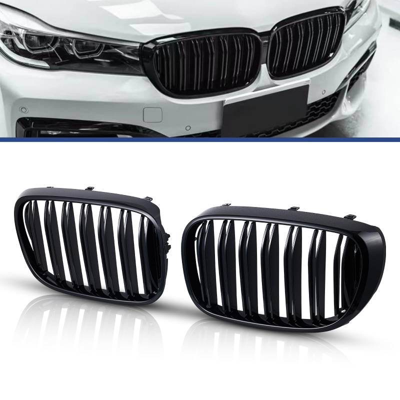 TOPTHAN Passend für BMW 7ER G11 G12 SPORT 2014-2018 Front Nieren Kühlergrill Gitter Schwarz Glanz Kühler Front Doppel Rippen Grill Links Rechts von TOPTHAN