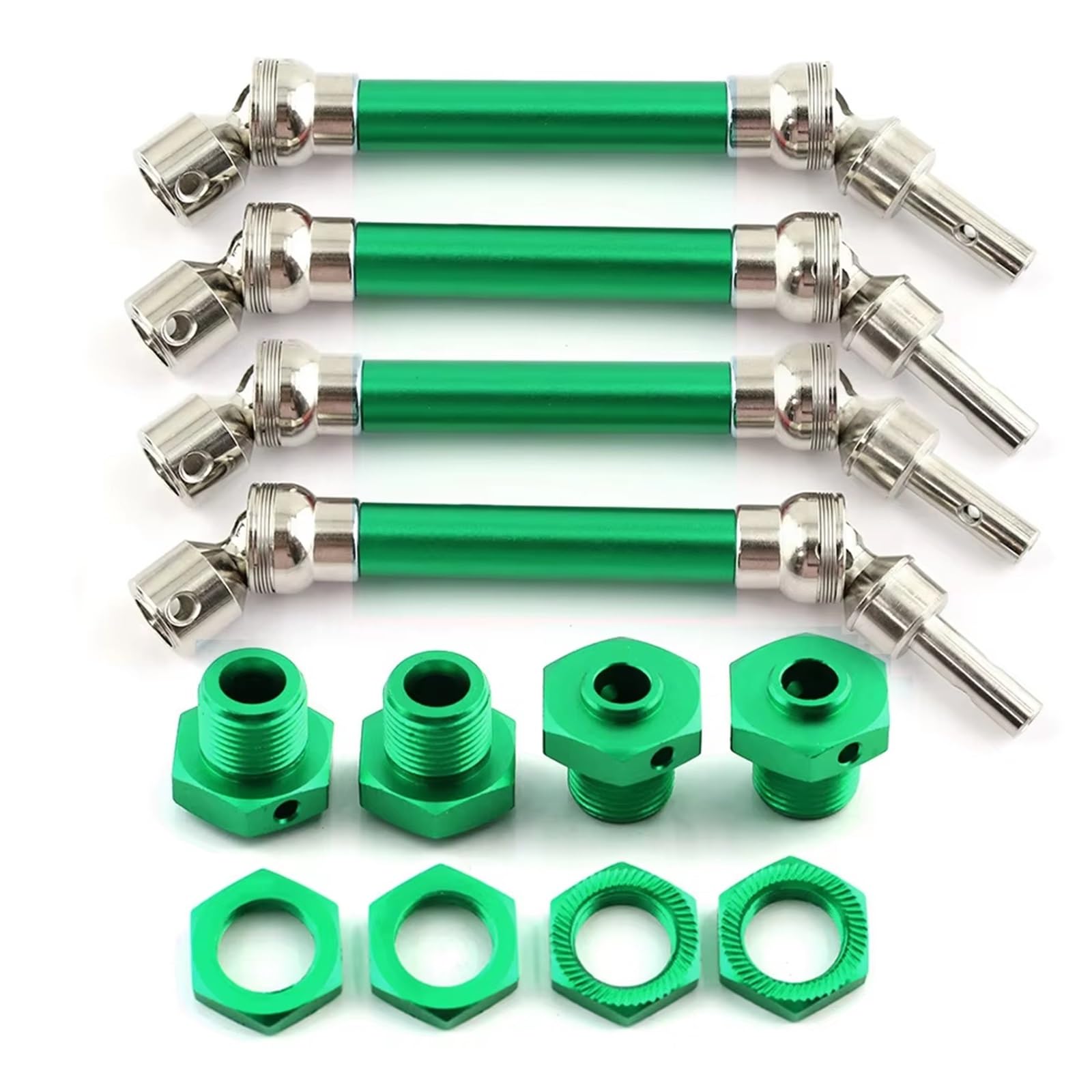 TOQPCZA Für Arrma Für Typhon Für Typhon 550 Für Mega 4 Stücke Metall Vordere Und Hintere Antriebswelle CVD Mit Rad Hex Für 1/8 4x4 Upgrade Teile RC Autoteile(Green) von TOQPCZA