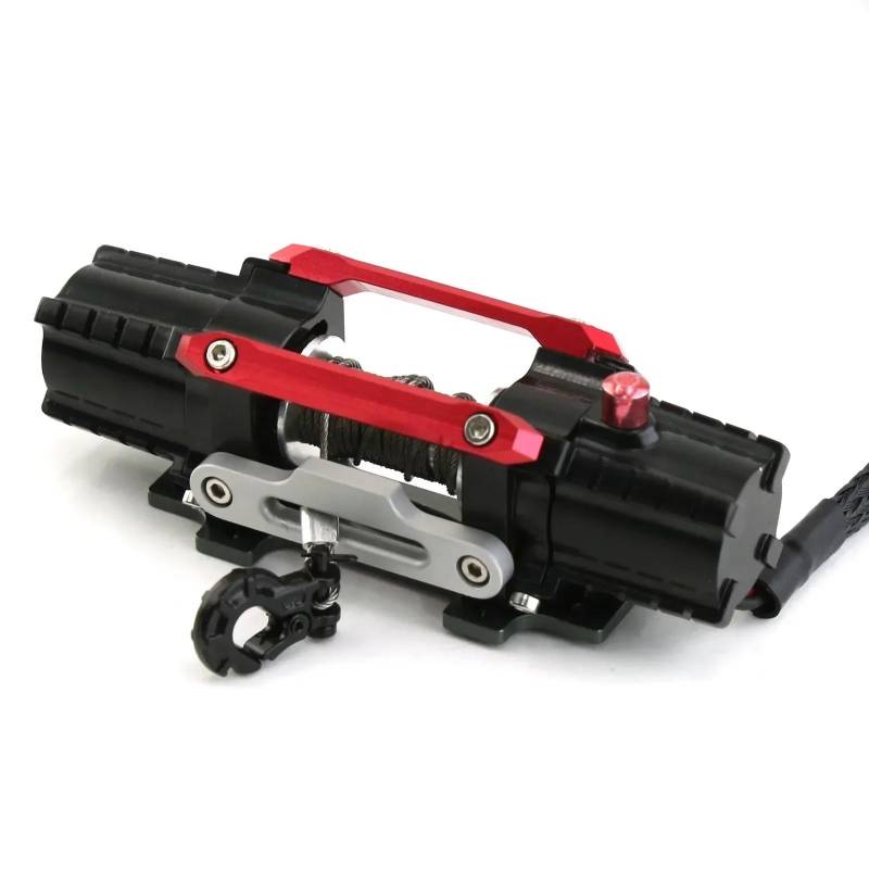 TOQPCZA Für Axial Für SCX10 Für TRX4 Für D90 Für KM2 Für Redcat Für YK4082 Für 1/10 RC Crawler Auto Upgrade Teile Dual Motor Metall Simulierte Winde RC Autoteile(Red) von TOQPCZA