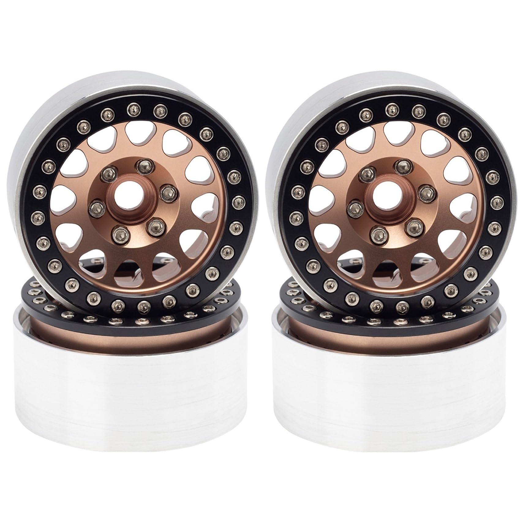 TOQPCZA Für Axial Für SCX10 Für Traxxas Für TRX4 Für D90 Für Gen8 Upgrade 1/10 RC 4 Stücke Metall 1,9 "beadlock Felge Radnabe RC Autoteile(Brown) von TOQPCZA