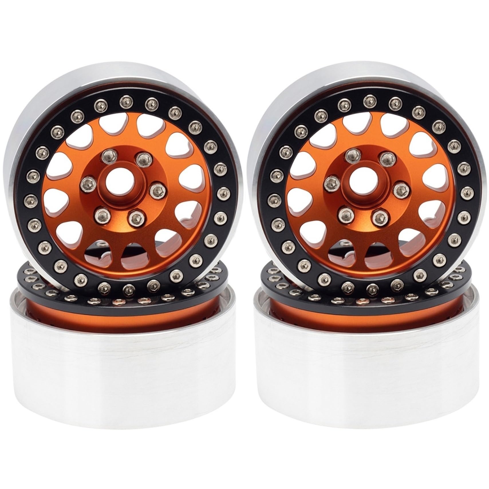 TOQPCZA Für Axial Für SCX10 Für Traxxas Für TRX4 Für D90 Für Gen8 Upgrade 1/10 RC 4 Stücke Metall 1,9 "beadlock Felge Radnabe RC Autoteile(Orange) von TOQPCZA