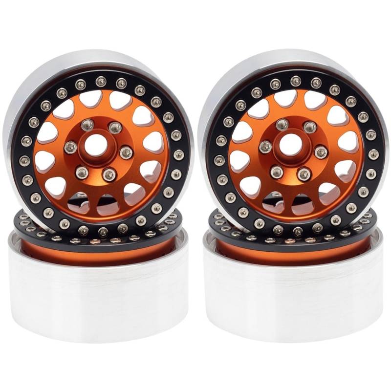 TOQPCZA Für Axial Für SCX10 Für Traxxas Für TRX4 Für D90 Für Gen8 Upgrade 1/10 RC 4 Stücke Metall 1,9 "beadlock Felge Radnabe RC Autoteile(Orange) von TOQPCZA