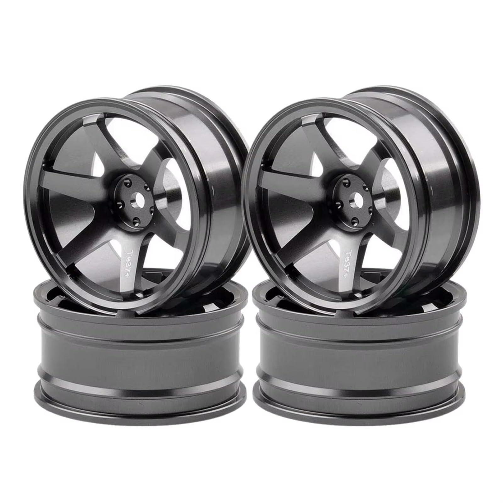 TOQPCZA Für HSP Für Sakura Für TE37 + Für RC 1/10 On-Road 1052 Drift 4Pcs Aluminium Alloy6 Speichen Rad Felge Grau RC Autoteile von TOQPCZA