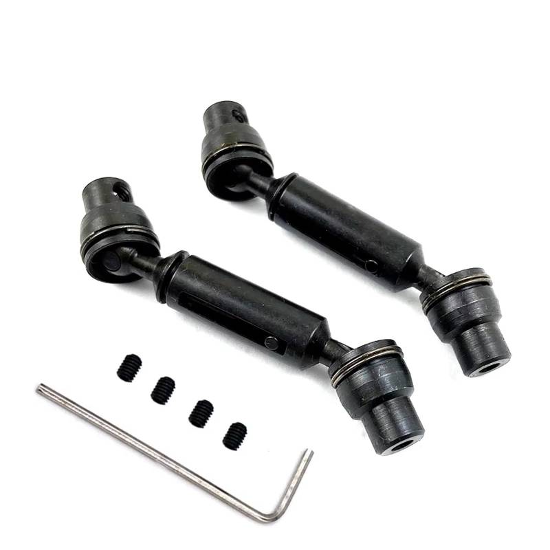 TOQPCZA Für Henglong Für WPL Für Ural Für B36/16/24 Für C14/24 Für MN Für D90/99S 2 Stücke LKW RC Auto Ersatzteile Metall Vorne Hinten Antriebswelle RC Autoteile(Black) von TOQPCZA