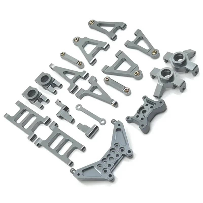 TOQPCZA Für MJX 14301 14302 Für 1/14 RC Auto Upgrade Teile Kit Metall Suspension Arm Lenkung Tasse Link Stange Lenkung Montage Schock Turm Set RC Autoteile(Gray) von TOQPCZA