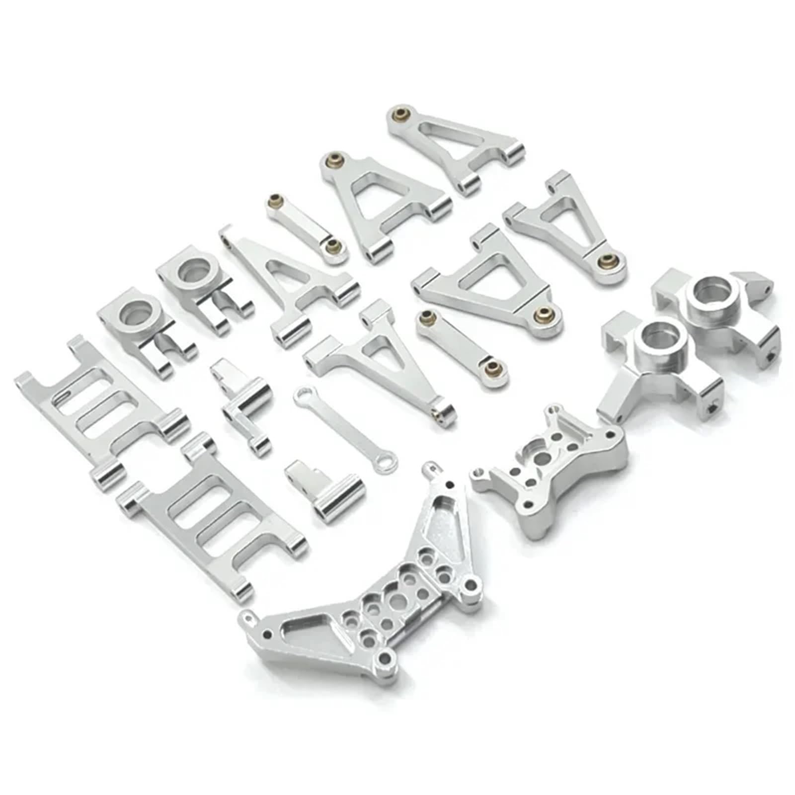 TOQPCZA Für MJX 14301 14302 Für 1/14 RC Auto Upgrade Teile Kit Metall Suspension Arm Lenkung Tasse Link Stange Lenkung Montage Schock Turm Set RC Autoteile(Silver) von TOQPCZA