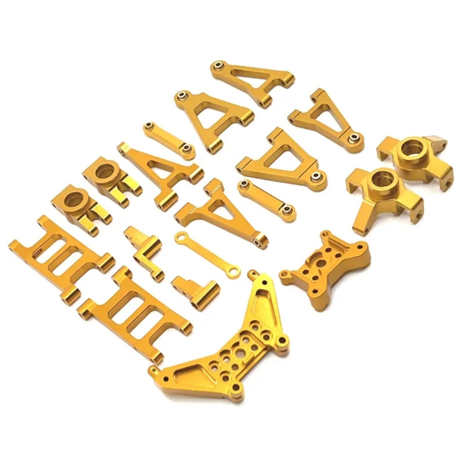 TOQPCZA Für MJX 14301 14302 Für 1/14 RC Auto Upgrade Teile Kit Metall Suspension Arm Lenkung Tasse Link Stange Lenkung Montage Schock Turm Set RC Autoteile(Yellow) von TOQPCZA