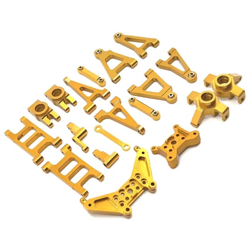 TOQPCZA Für MJX 14301 14302 Für 1/14 RC Auto Upgrade Teile Kit Metall Suspension Arm Lenkung Tasse Link Stange Lenkung Montage Schock Turm Set RC Autoteile(Yellow) von TOQPCZA