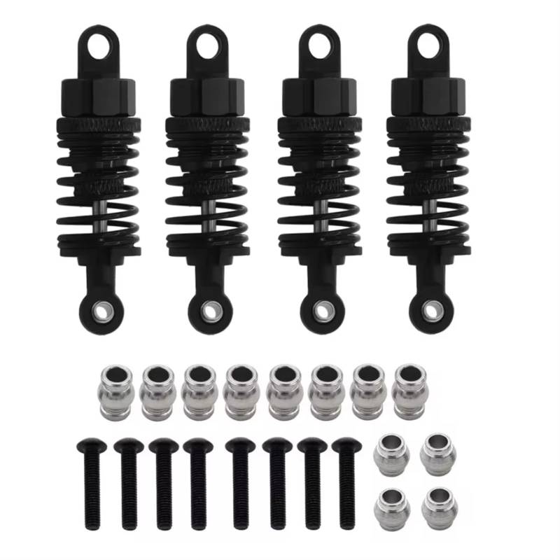 TOQPCZA Für Tamiya Für TT-01 Für TT-02 1/10 RC Auto Upgrade Teile Zubehör Metall Stoßdämpfer Öl Dämpfer Set RC Autoteile(Black,4 PCS) von TOQPCZA